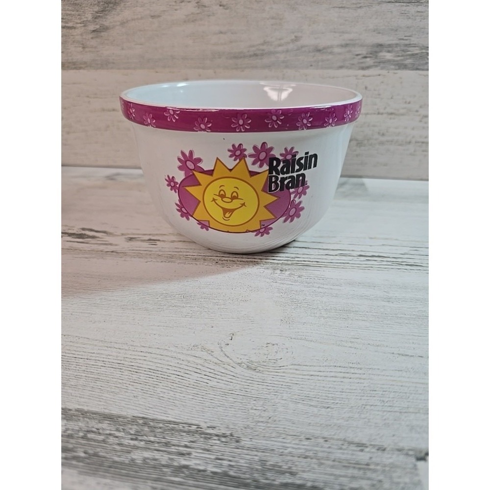 Kellogg's Raisin Bran Sun‎ Cereal Bowl Houston Harvest 2004 Purple Floral 31455